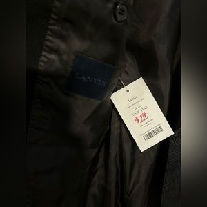 Lanvin silk printed suit/tuxedo coat. Midnight blue and black. Size US38